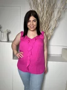 Wallis (L) Ciklámen Fodros Szegélyű Elől Duola Anyagú, Oldalt Sliccelt Felső