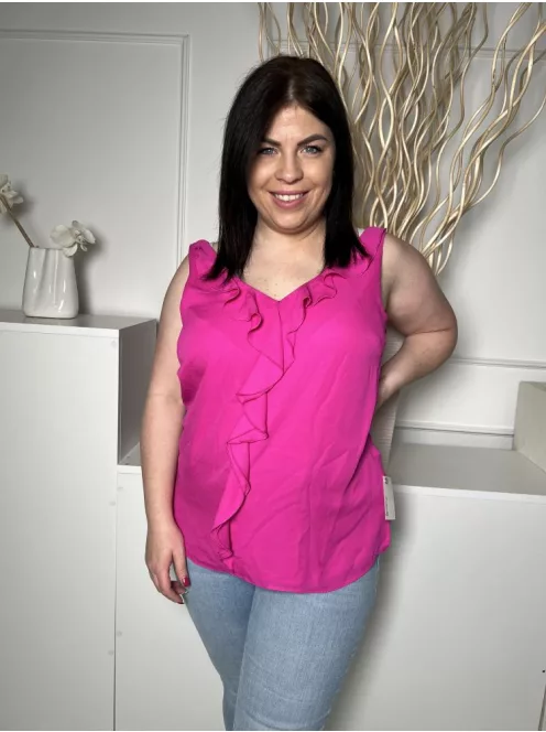 Wallis (L) Ciklámen Fodros Szegélyű Elől Duola Anyagú, Oldalt Sliccelt Felső