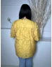   ÚJ Yundai (L) Okkersárga Anyagában Mintás, Hátul Nyakban Gombos Bélelt, Tölcsér Ujjú Felső