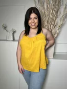 Shein (L) Napsárga anyagában Mintás, Állítható Pántú Lenge Fazonú Felső