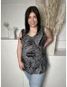 F&F (L) Fekete Fehér Levélmintás Rugalmas Anyagú Felső