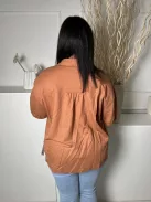 TU (XL) Barna Elől Végig Gombos, Mellnél Zsebes Galléros Felső