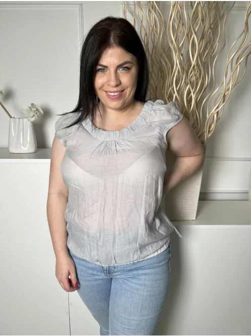 River Island (L) Halvány Szürke Nyakánál Gumírozott Enyhén Áttetsző Felső