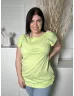   M&S (L) Lime Zöld Hátul Nyakban Csavart, 100% Pamut Mellnél Rácolt, Buggyos Vállú Felső