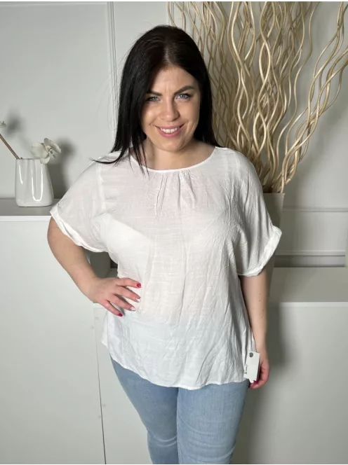 Esprit (L) Fehér Hátul Gombos, Felvarrt Ujjvégű Enyhén Áttetsző Felső