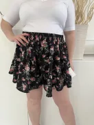 Boohoo (XL) Fekete Színes Virágos, Derékban Összehúzható Megkötős Rövidnadrág