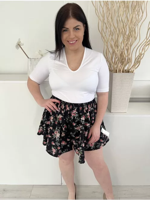 Boohoo (XL) Fekete Színes Virágos, Derékban Összehúzható Megkötős Rövidnadrág