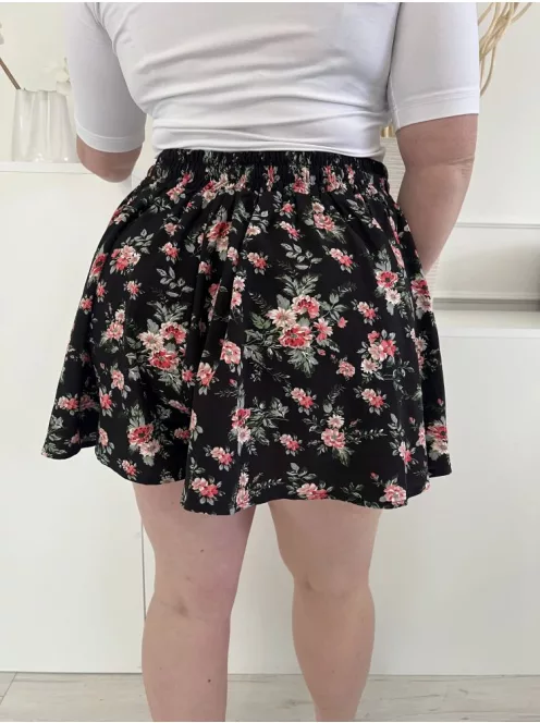 Boohoo (XL) Fekete Színes Virágos, Derékban Összehúzható Megkötős Rövidnadrág