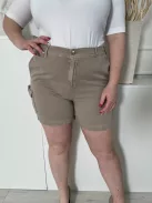 F&F (L) Világos Barna Elől Gombos, Zsebes Övtartós Rövidnadrág