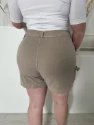 F&F (L) Világos Barna Elől Gombos, Zsebes Övtartós Rövidnadrág