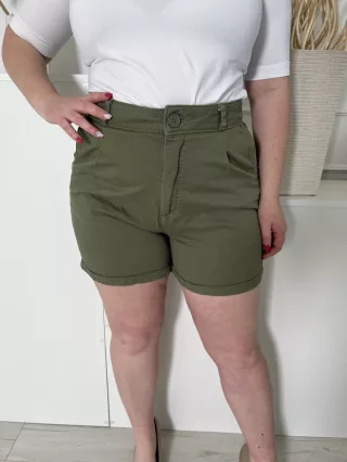   Primark (L) Khaki Elől Gombos, Zsebes Övtartós Rövidnadrág