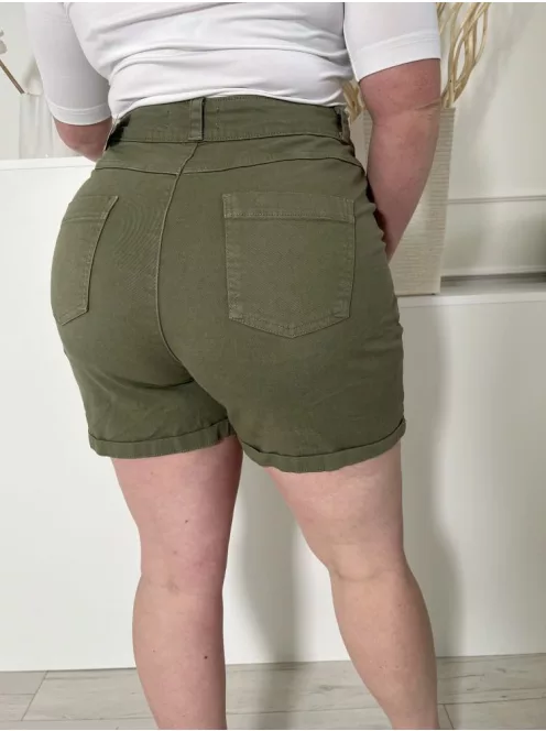 Primark (L) Khaki Elől Gombos, Zsebes Övtartós Rövidnadrág