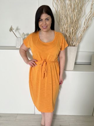   Mantaray (XL) Répasárga Derékban Megkötős, Enyhén Áttetsző Kerek Nyakú Ruha