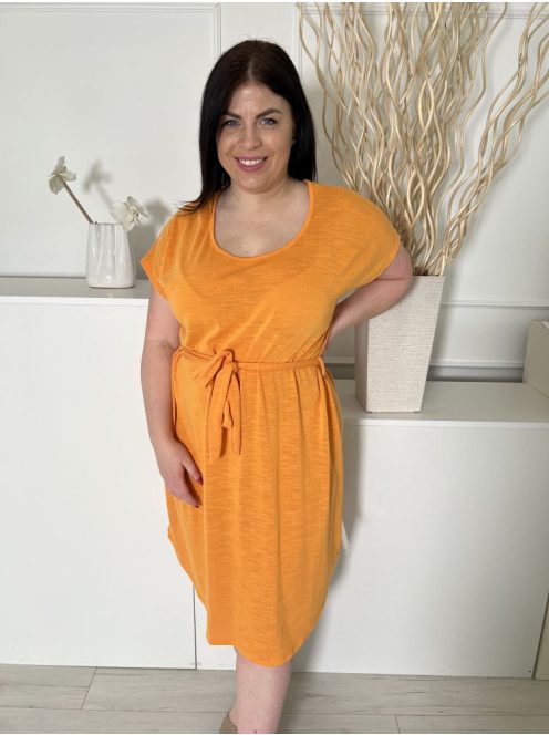 Mantaray (XL) Répasárga Derékban Megkötős, Enyhén Áttetsző Kerek Nyakú Ruha