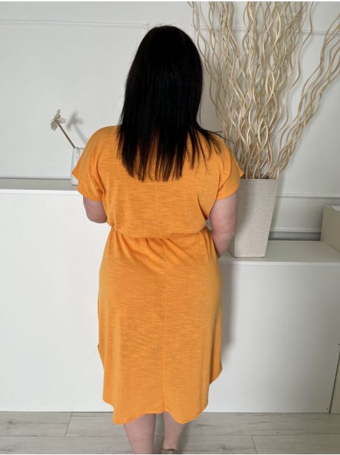 Mantaray (XL) Répasárga Derékban Megkötős, Enyhén Áttetsző Kerek Nyakú Ruha