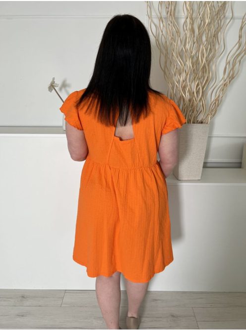 Next (XL) Narancssárga Mellnél Átlapolt, Horgoltmintás Mell Alatt Szabott, Anyagában Mintás Ruha