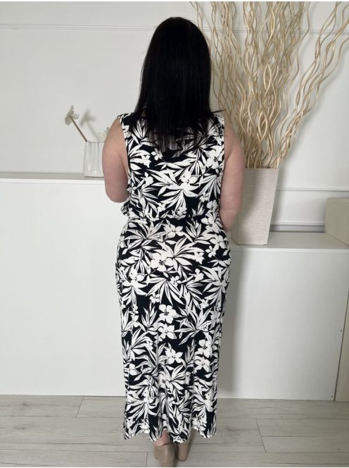 By Very (XL) Fekete Fehér Mintás, Díszlapolású Oldalt Megkötős Ruha