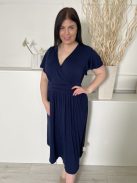ÚJ Grecelle (XL) Sötétkék Mellnél Átlapolt, Derékban Ráncolt Kellemes Anyagú Ruha
