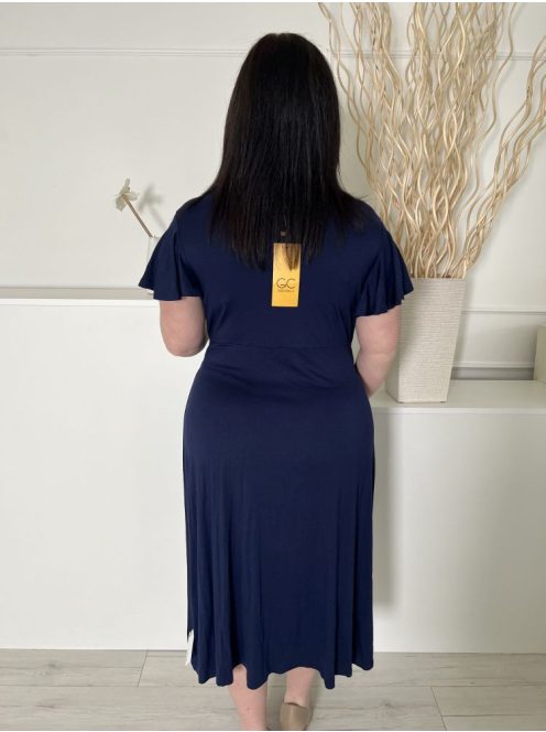 ÚJ Grecelle (XL) Sötétkék Mellnél Átlapolt, Derékban Ráncolt Kellemes Anyagú Ruha