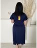   ÚJ Grecelle (XL) Sötétkék Mellnél Átlapolt, Derékban Ráncolt Kellemes Anyagú Ruha