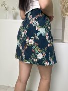 Oasis (M) Zöldeskék Színes Virágos, Gumisderekú Derékban Megköthető Szoknya