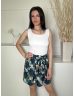   Oasis (M) Zöldeskék Színes Virágos, Gumisderekú Derékban Megköthető Szoknya
