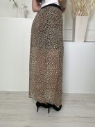 H&M (M) Barna Fekete Foltmintás, Gumisderekú Oldalt Sliccelt, Bélelt Szoknya