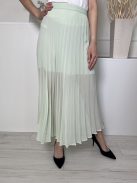 River Island (M) Almazöld Oldalt Ciptáros, Pliszírozott Bélelt Szoknya