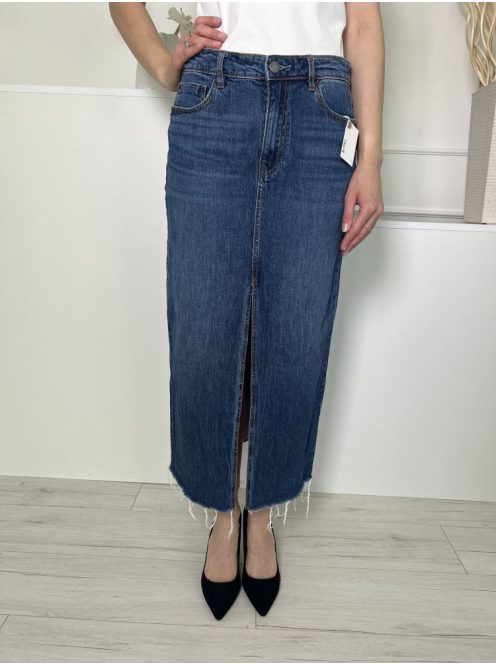 Stradivarius (M) Kék Elől Gombos, Zsebes Sliccelt, Rojtos Aljú, Farmer Szoknya