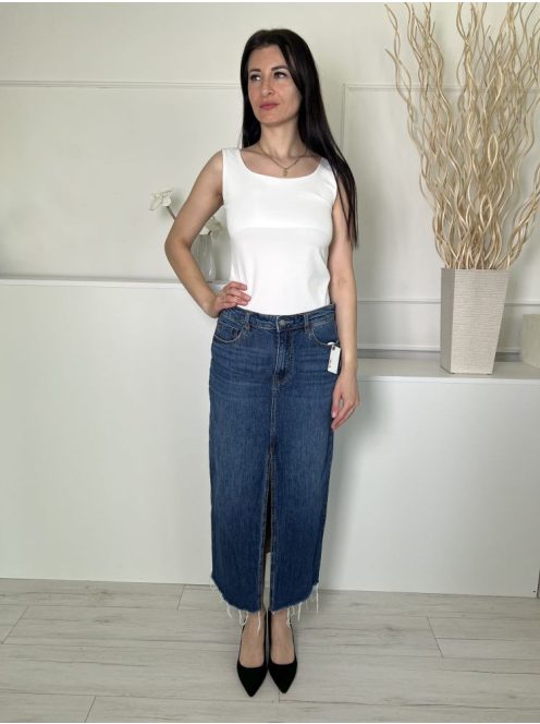 Stradivarius (M) Kék Elől Gombos, Zsebes Sliccelt, Rojtos Aljú, Farmer Szoknya