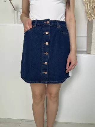 New Look (S) Kék Elől Végig Gomos, Zsebes Farmer Szoknya