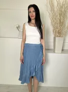 ÚJ H&M (S) Kék Átlapolt, Oldalt Megkötős Fodros Szegélyű Szoknya