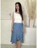   ÚJ H&M (S) Kék Átlapolt, Oldalt Megkötős Fodros Szegélyű Szoknya
