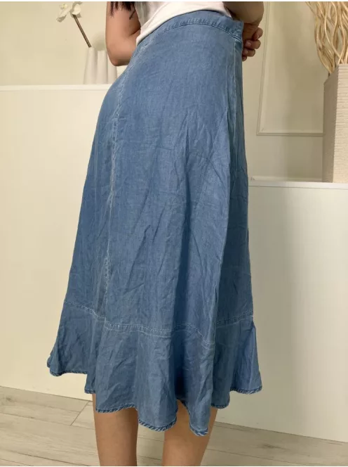 ÚJ H&M (S) Kék Átlapolt, Oldalt Megkötős Fodros Szegélyű Szoknya