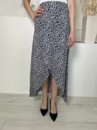 In The Style (S) Szürkéskék Fekete Foltmintás, Átlapolt Oldalt Megkötős Szoknya