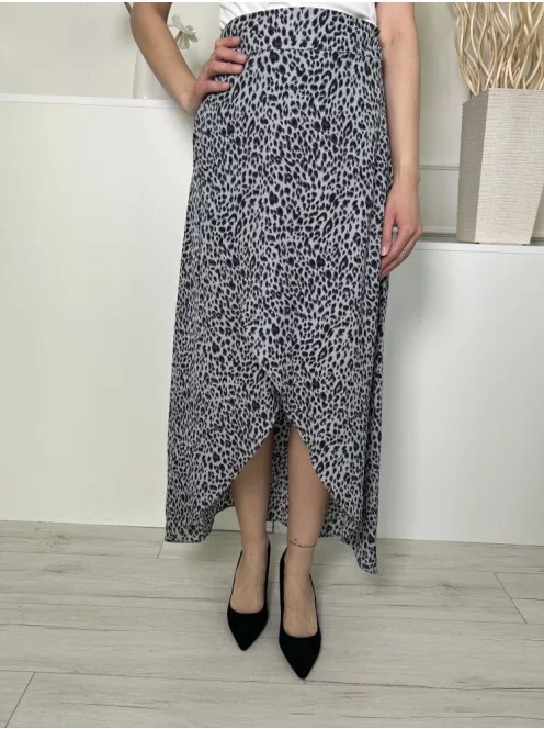 In The Style (S) Szürkéskék Fekete Foltmintás, Átlapolt Oldalt Megkötős Szoknya