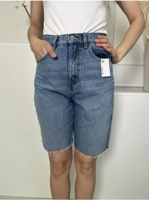 Asos (XS) Kék Elől Gombos, Zsebes Rojtos Aljú, Koptatott Rövidnadrág