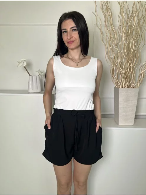 New Look (S) Fekete Hátul Gumisderekú, Elől Megkötős Zsebes Rövidnadrág