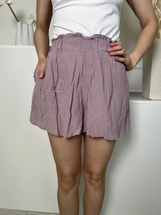   ÚJ Hollister (S) Halvány Lila Gumisderekú, Zsebes Magasított Derekú Rövidnadrág