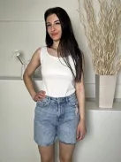 TU (S) Kék Elől Gombos, Zsebes Koptatott, Farmer Rövidnadrág