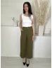    (S) Khaki Elől Gombos, Hátul Gumisderekú Övtartós, Bőfazonú Nadrág