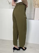  (S) Khaki Elől Gombos, Hátul Gumisderekú Övtartós, Bőfazonú Nadrág