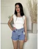   ZARA (S) Világoskék Elől Gombos, Zsebes Rojtos Aljú, Farmer Rövidnadrág