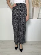  (S) Fekete Derékban Darázsolt Apró Fehér Virágos Nadrág