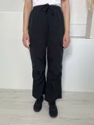 Shein (S) Fekete Derékban Összehúzható, Megkötős Oldalt Zsebes Nadrág