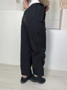 Shein (S) Fekete Derékban Összehúzható, Megkötős Oldalt Zsebes Nadrág