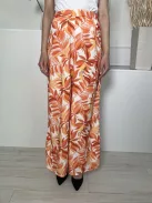 Quiz (M) Fehér Narancs Levélmintás, Hátul Gumisderekú Bőfazonú Nadrág