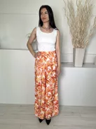 Quiz (M) Fehér Narancs Levélmintás, Hátul Gumisderekú Bőfazonú Nadrág