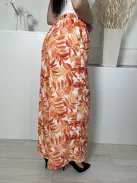 Quiz (M) Fehér Narancs Levélmintás, Hátul Gumisderekú Bőfazonú Nadrág