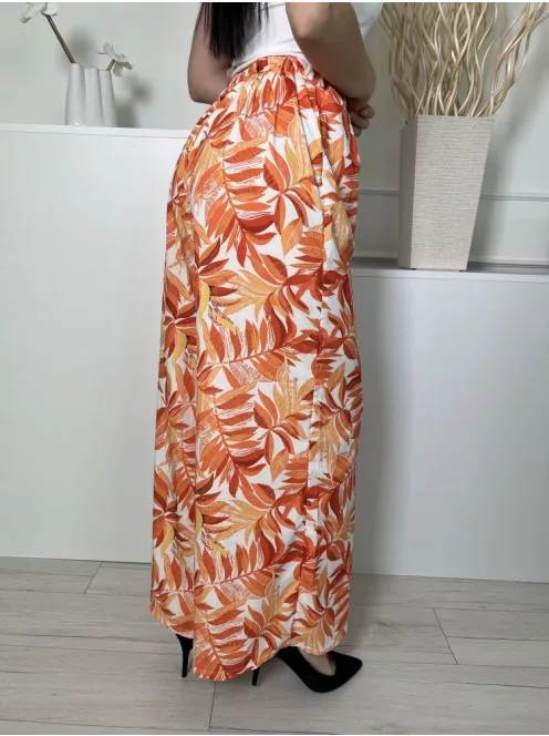 Quiz (M) Fehér Narancs Levélmintás, Hátul Gumisderekú Bőfazonú Nadrág